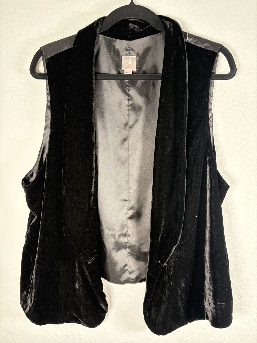 J. Jill Black Velvet & Satin Vest Size XL